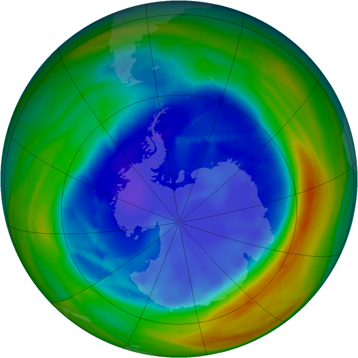Antarctic ozone map for 24 August 2007